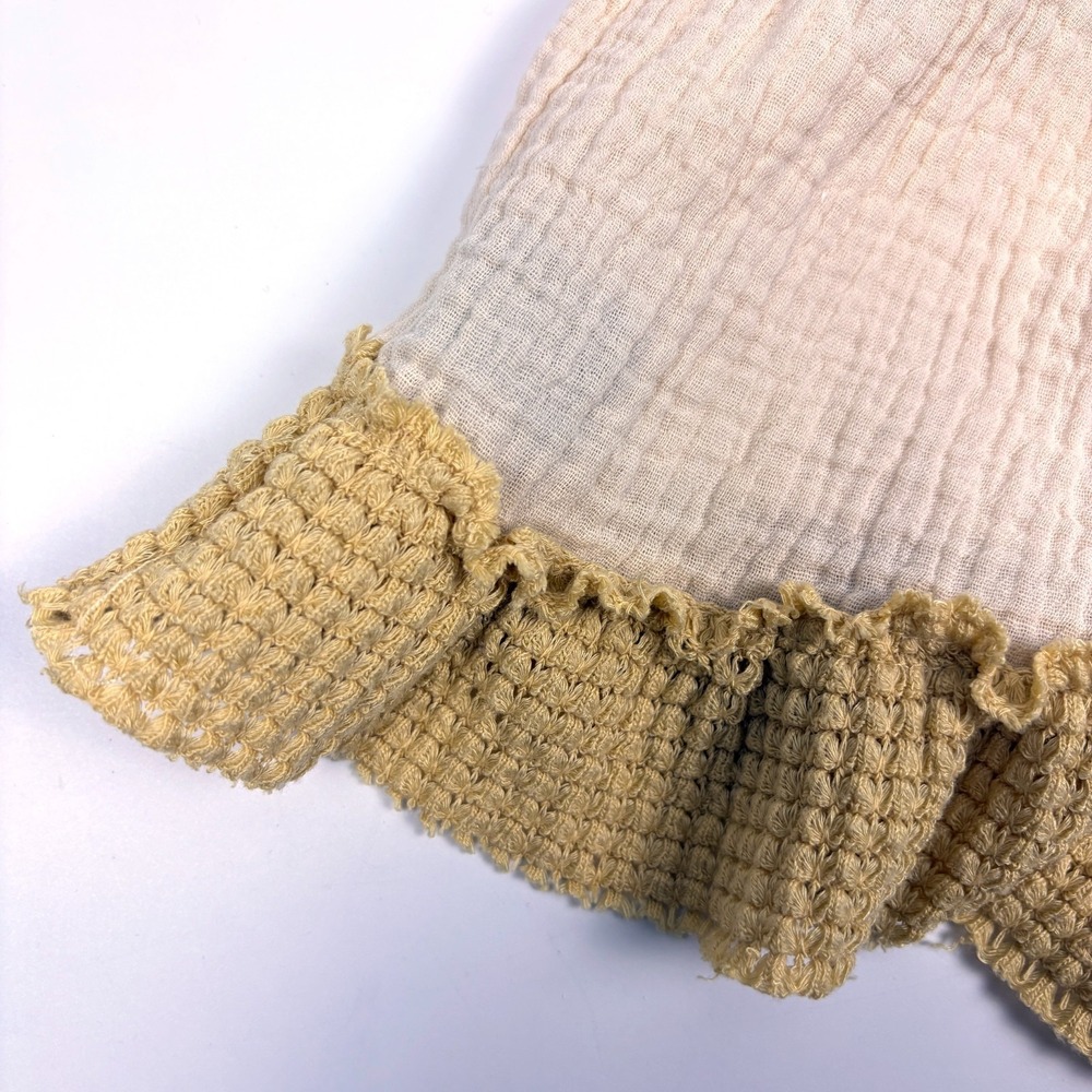 POL Ruffled Cropped Tank Top Womans Sz S Dandelion Wheat Babydoll Boho Casual - Picture 9 of 13